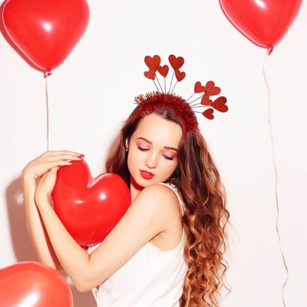 1 Pakk Valentinsdag Hjerte Hodebånd Sekkener Glitrende Hjerte Hårbånd Røde Hjerter Formet Hodebøyle Hodebånd Valentin