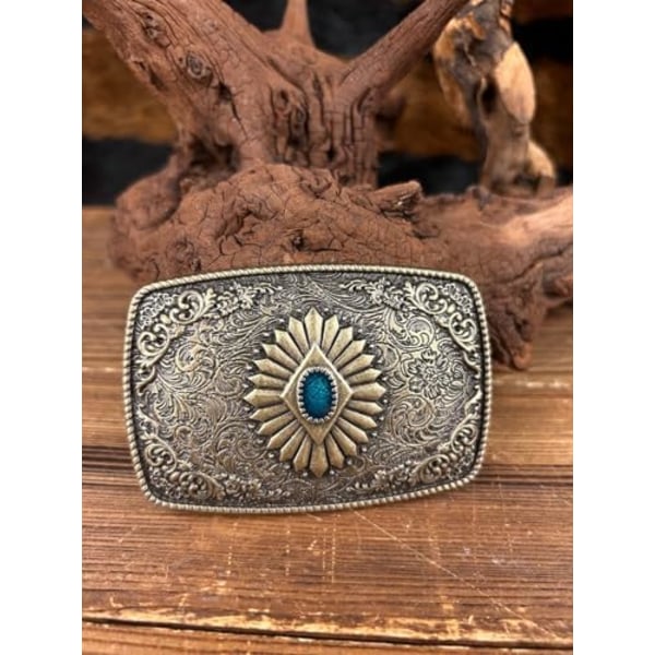 9,0X6,0CM Western Beltespenner for Menn Kvinner Cowgirl Cowboy Turkis Rodeo Utskiftbar Spenne Nyhet Beltespenne