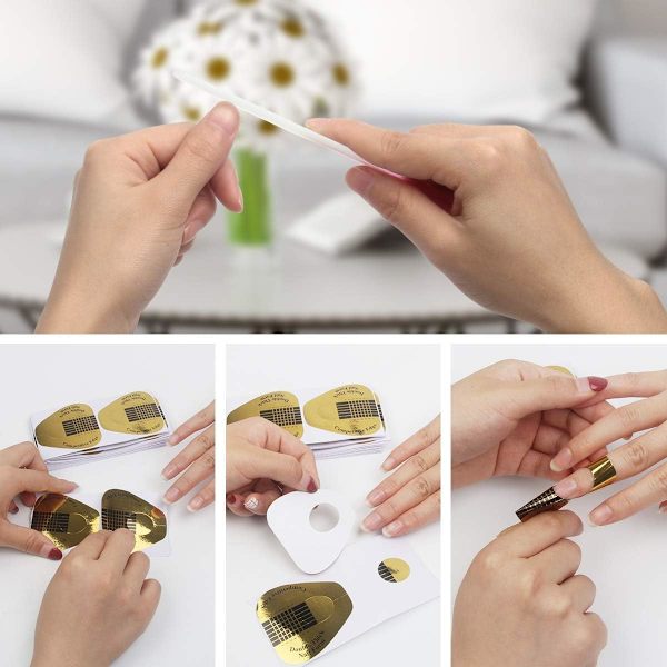 100 st Nail Art Forms Sticker Nail Forms Extension Guide Självhäftande Tips för Akryl UV Gel N