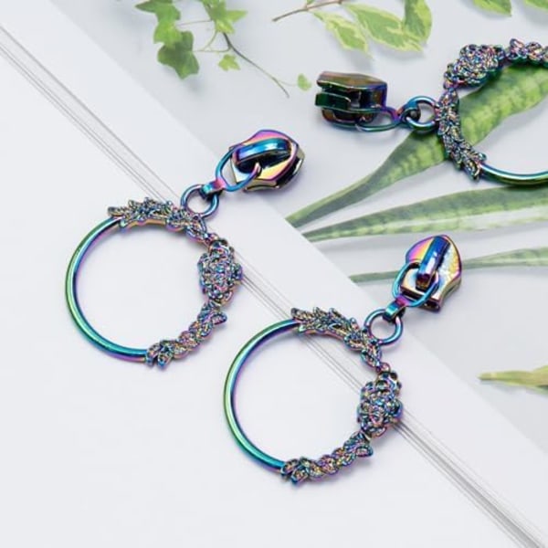 18 st Floral Ring Zipperdragare #5 Metall Dragkedja Slider Hantverk Tillverkning Regnbåge Zipperdragare Handgjorda Väska Dragkedja Handdragare