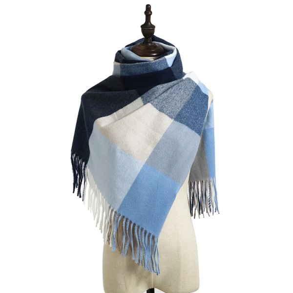Vinterscarf för kvinnor Rutig överdimensionerad fyrkantig filtscarf, Chec