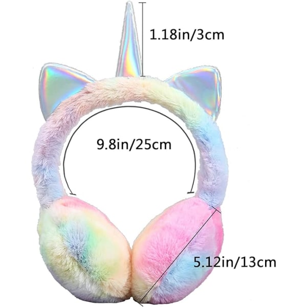 2 Pieces Girls Earmuffs, Unicorn Earmuffs, Winter Faux Fur Ear Warmers with Cute Sequin Ears for Wom