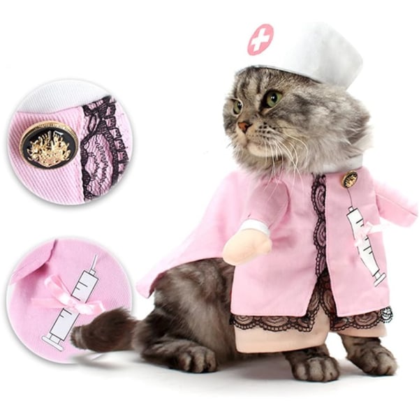 Hund katt sjuksköterska kostym husdjur sjuksköterska kläder Halloween jeans outfit kläder katt och hund kläder stativ och