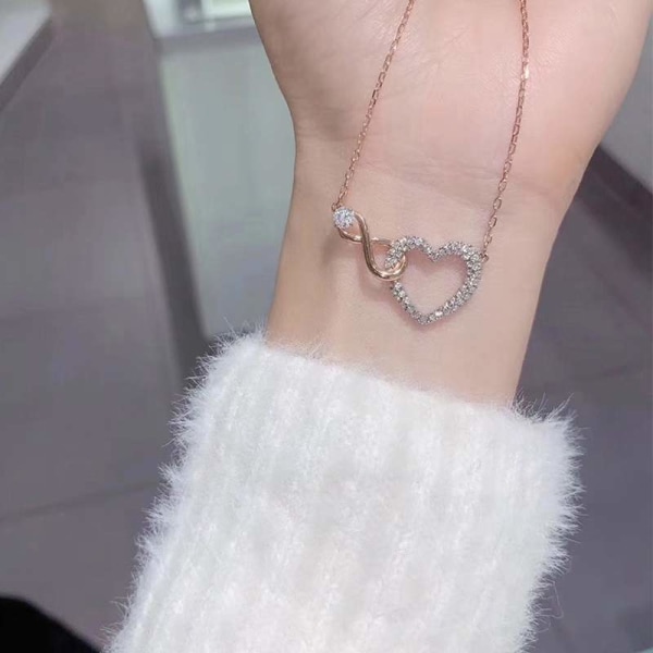 Rose Gold Heart halskæde Kvinder Infinity Love Clavicle Chain