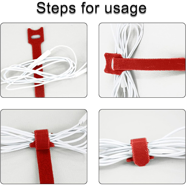 Kabelbinder [100 stk], Kabelstropper, Gjenbrukbare Kabelbinder, Kabelti red