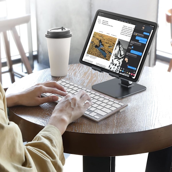 1-delad Uppgraderad Justerbar Tabletthållare, Robust Vikbar Bärbar Skärmhållare, Universal för 12,9 Tum och Mindre