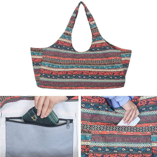Yogamattväska med stor ficka och blixtlåsficka, passar de flesta mattor