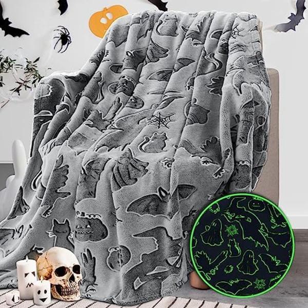 Kasttæppe til Børn Blødt Fleece Tæpper Sort Kat Halloween Kasttæppe