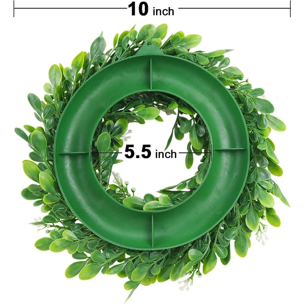 10\" Kunstig buksbom grønn bladkrans krans for Fron