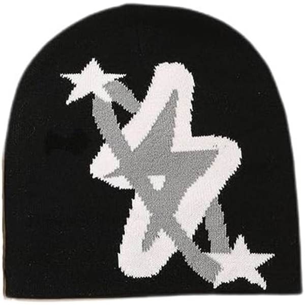 Rock Skullies Strikket Hip Hop Hat Gothic Beanies Casual Udendørs Ski Hat Slouchy Skull Cap Sort