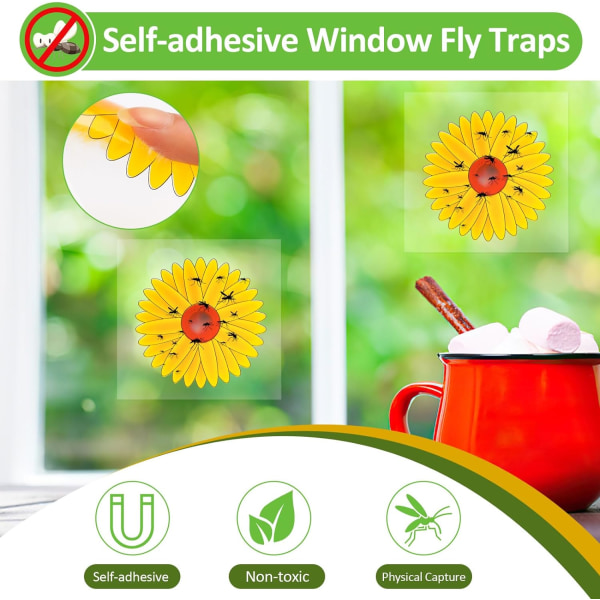 30 delar flugfälla fönsterdekal, 9,5x9,5 cm insektsfälla för vind
