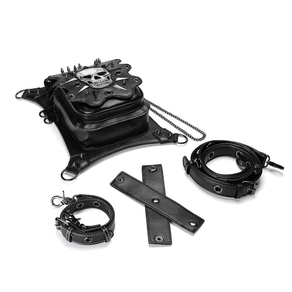 Steampunk midjeväska Fanny Pack Skull Läder Lår Ben Höft H