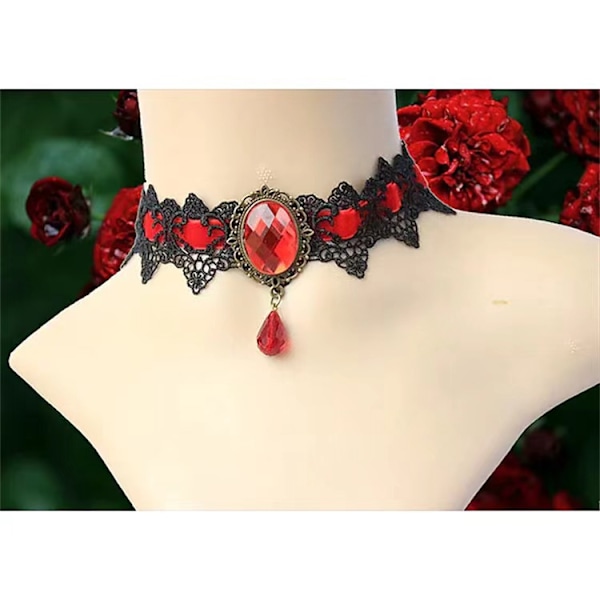 Gotisk spets halsband krage choker Halloween vampyr Red