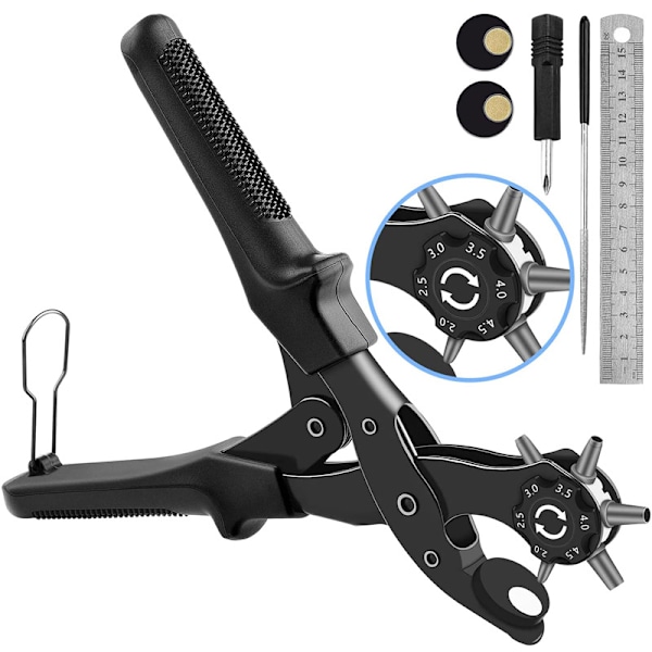 (Black)  Leather Hole Punch, [Upgraded Version][Perfect Full Set]