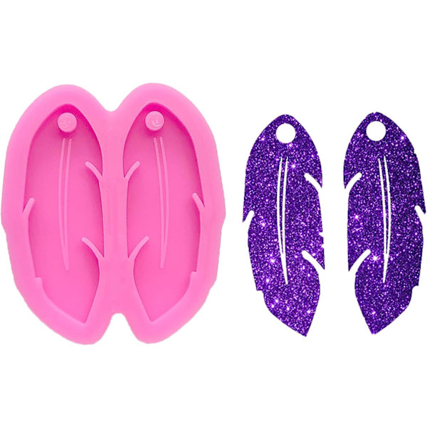 1 Pack Shiny Shiny Feather Earring Shape Silikonformar för