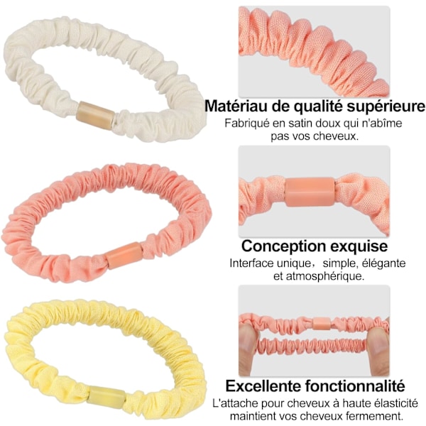 Hvide + gule + lyserøde hårbånd, 10 stk. stof hårbånd bløde og ingen skade på hår egnet til Gi