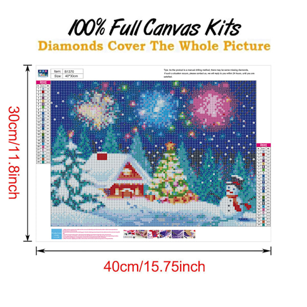 (30x40cm)5D DIY Diamantmaleri Kits 12*16 Tommer Jul Fuld Boremønster Korssting Maleri