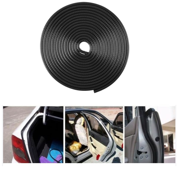 (Black)5M Rubber Protection Strip Seal Car Door Edge Protector