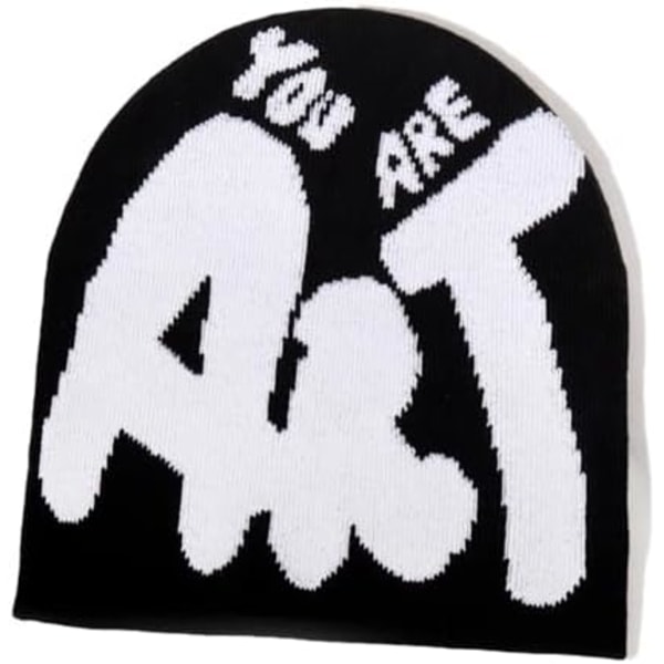 Stickad Beanie You are Art Grafisk Hip Hop Personlig Street Gothic Mössa för Kvinnor