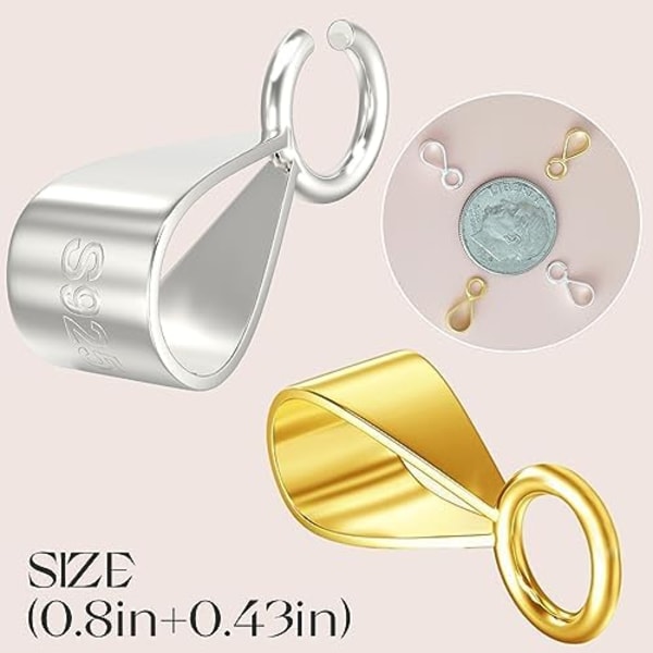 5 st 14K Guld Bail för Berlocker Spänne med Öppen Slinga, 925 Sterling Silver Smycken Bail för Berlocker Glidande Kopplingar f