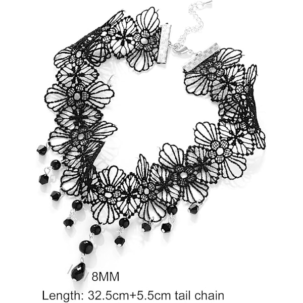 Svart krystall choker-halskjede