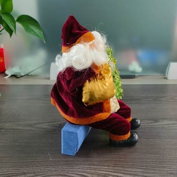 Juleplys Dekorationsdukker Siddende Hylde Julemand Figur Julefest Fleksible Pynt Fyldte Dekoration til H