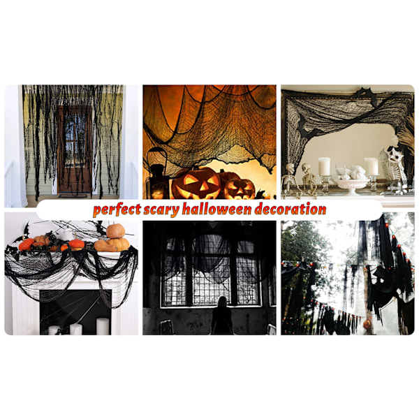 (Sort, 79 x 197 tommer) Halloween Dekorationer Halloween Creepy Klud, Bomuldsmuslin Spooky Ostedug
