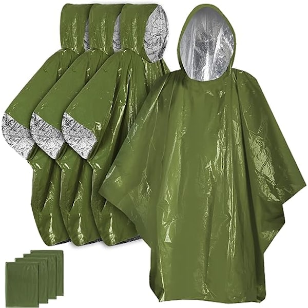 4 pakke vandtætte regnslag til camping og vandreture, med reflekser
