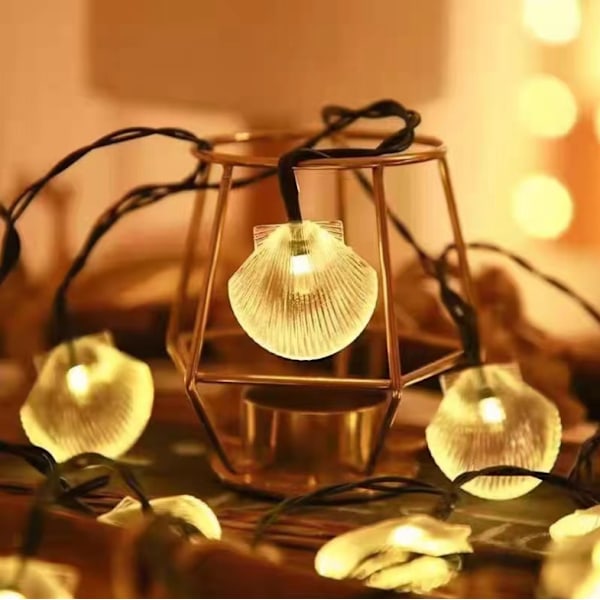 LED Havskalslys Garland - 5m Batteri - 20 Varme Hvide Hjerter -