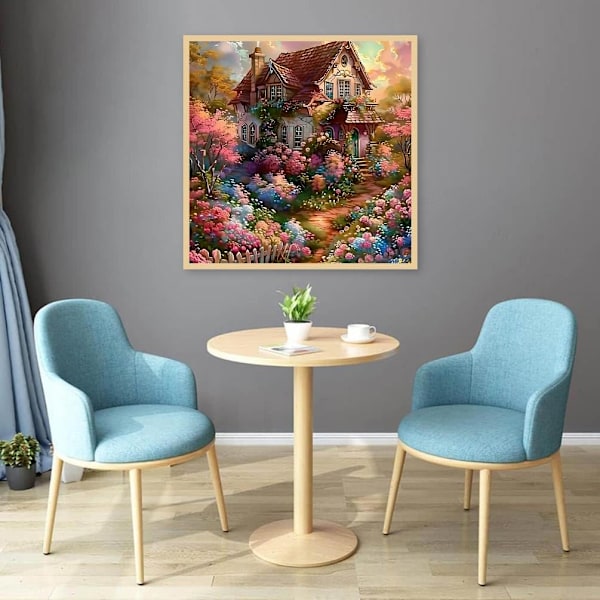 2 stycken 5D Diamantmålning Kit för Vuxna, Husblomma Diamantkonst Kit för Nybörjare, DIY Full Borr Blommig Diamant