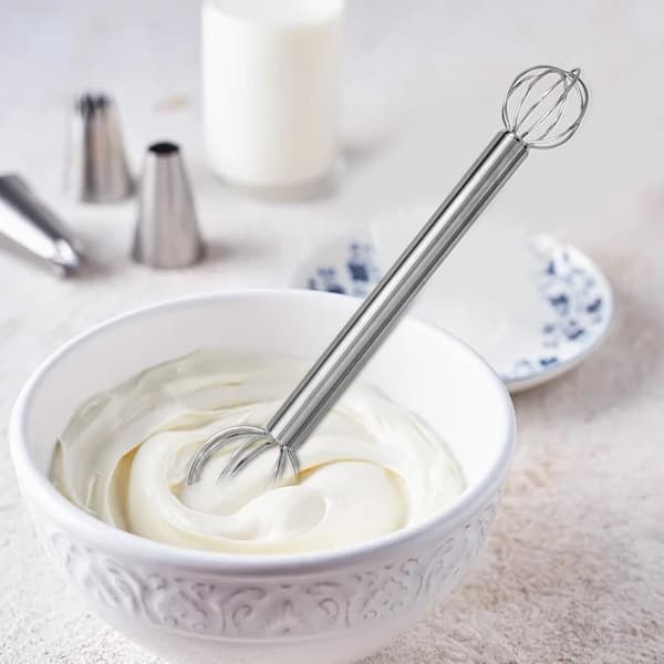 Visp i rustfritt stål, dobbeltendet rustfritt stål for deig, ergonomisk kjøkkenmikserverktøy