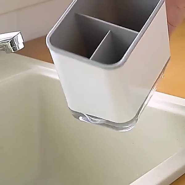 Bestikdræner, gaffel- og skeholder med 3 rum og dræner, (grå)