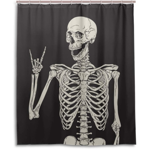 Rock and Roll Skull Skeleton Bone Love Music Rideau de douche 6