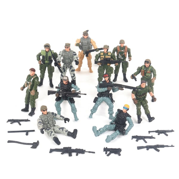 12 Militär Soldat Modell Leksaker, Ledade Rörliga Soldat Modell, Specialstyrkor med Vapen
