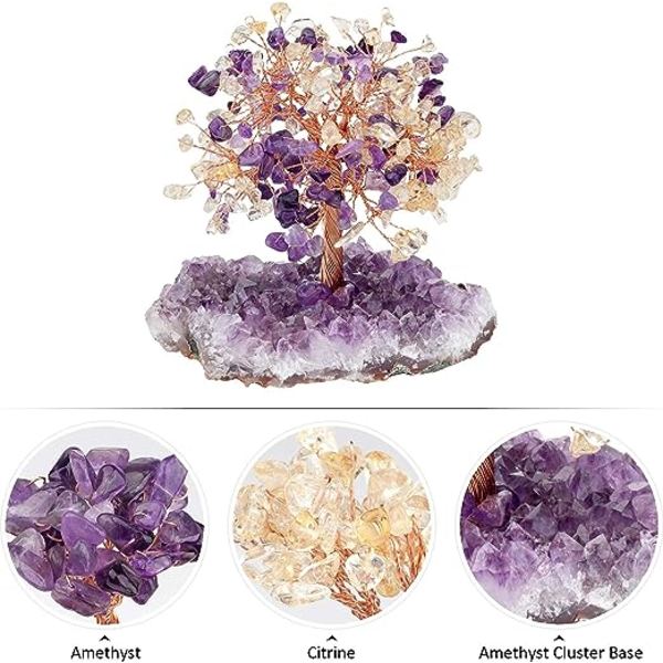 Amethyst N raakakappaleen pohjalla oleva Reiki-kristallipuu