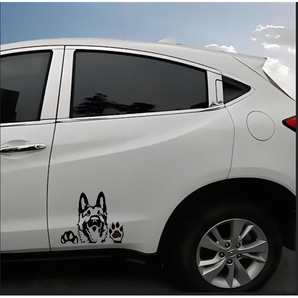 kpl Saksanpaimenkoira Autotarra 25cm - Musta Lemmikkikoira Vedenpitävä Puskuriin ja Takalasiin