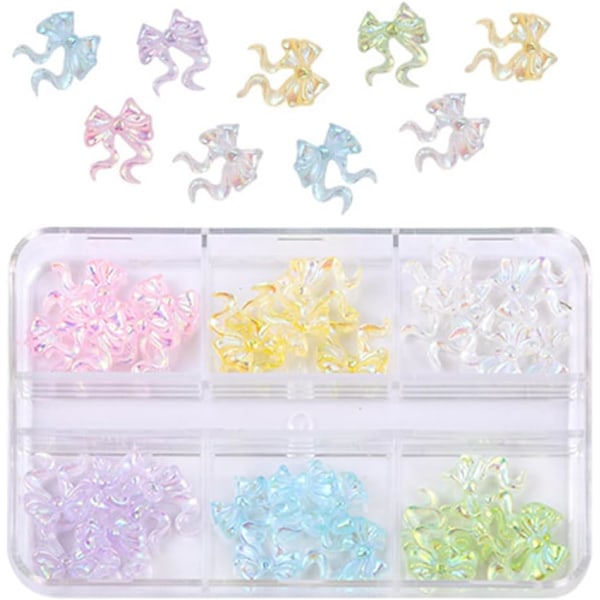 1 Laatikko, 6 Väriä Söpöjä Kawaii 3D Kynsikoristeita Hartsi Akryyli Kynsijalokiviä Strassikiviä Aurora Glitter Koristeita Kynsitaiteeseen DIY