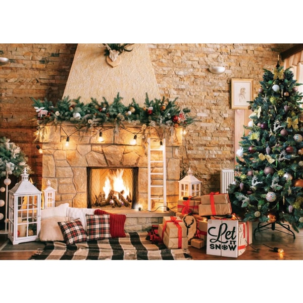 150x100cm Christmas Backdrops for Photography Christmas Fireplace Photo Backdrops Vinyl Christmas Tr