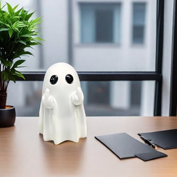 Halloween-spöke Figur - Läskig Harts-spökestatue, Söta Finger-spöke Dekorationer, Perfekt för inomhus & Veranda Halloween