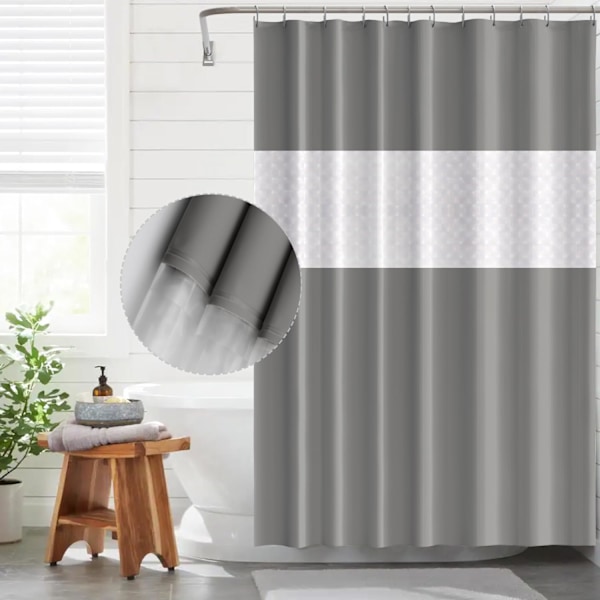 180x180 cm Harmaa Liitoskohdilla Varustettu Suihkuverho, Homeenesto, Vedenpitävä, Kylpyhuoneen Suihkuverho Rengas, Helppo Puhdistaa Kylpyverho
