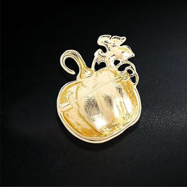 Rhinestone Pumpa Brosch Nål för Kvinnor Flickor Guldton Mode Emalj Halloween Thanksgiving Grönt Löv Broscher Lapel
