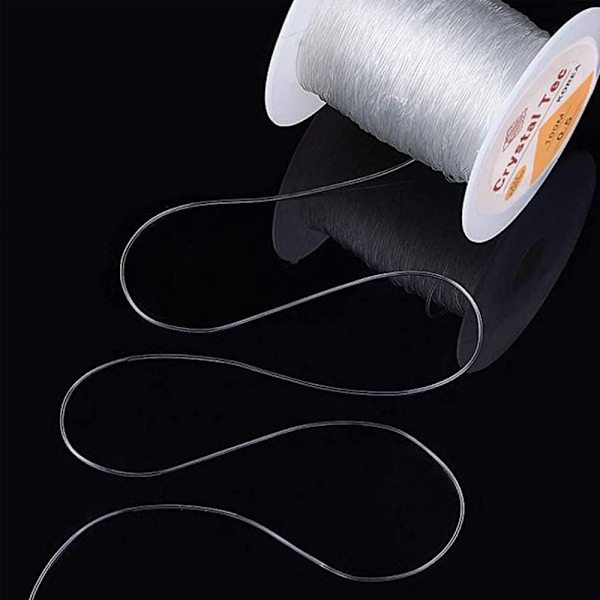 Smykkeperler Polyester Elastisk Tråd for Armbånd og Håndverk 0,8 mm 100 m Transparent