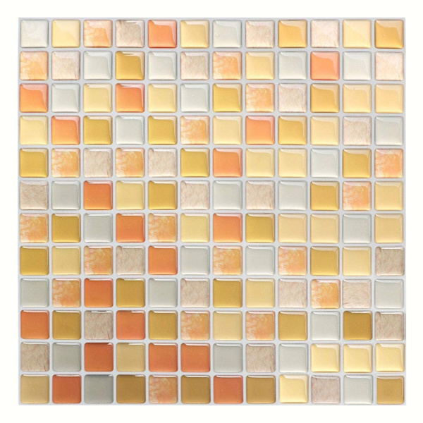 Självhäftande kakeltapeter gul 24x24 cm mosaik stil