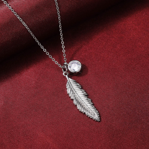 Halsband i sterlingsilver med fjäder för kvinnor