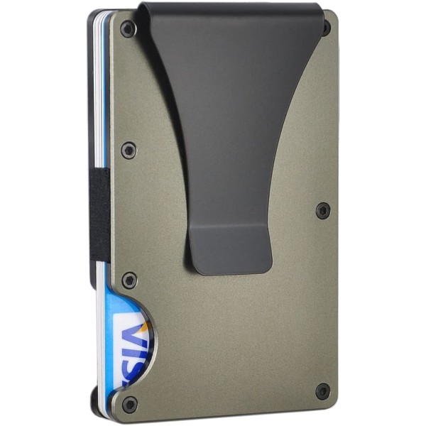 RFID enkel slimmad plånbok med pengarklämma - aluminium val