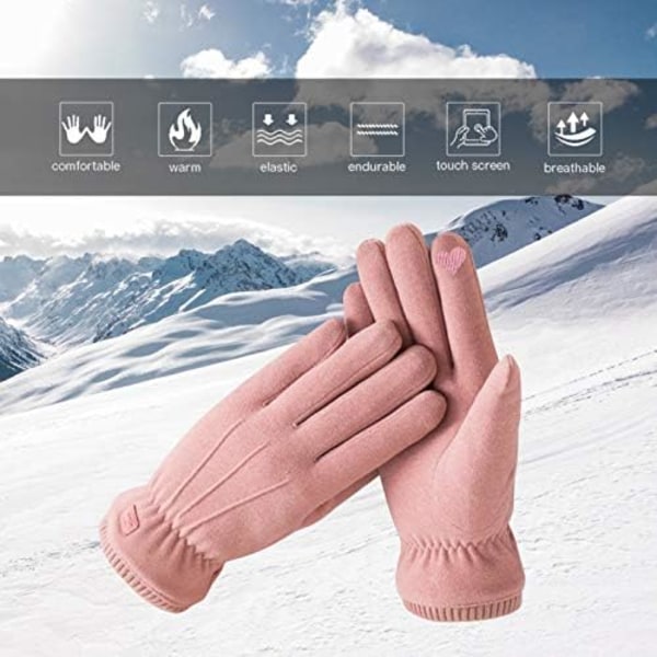 Vintervarma Touchscreen-Vantar för Kvinnor, Termisk Mjuk Foder, Elastisk Manschett, Textning