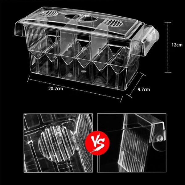Akvarium avelslåda, avelsakvarium med stor kapacitet, akryl fisk avelslåda, avel inkuba