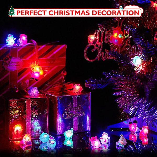 25 stk Juleringe med LED-lys for barn - Julegaveposer for barn - Blinkende juleleker