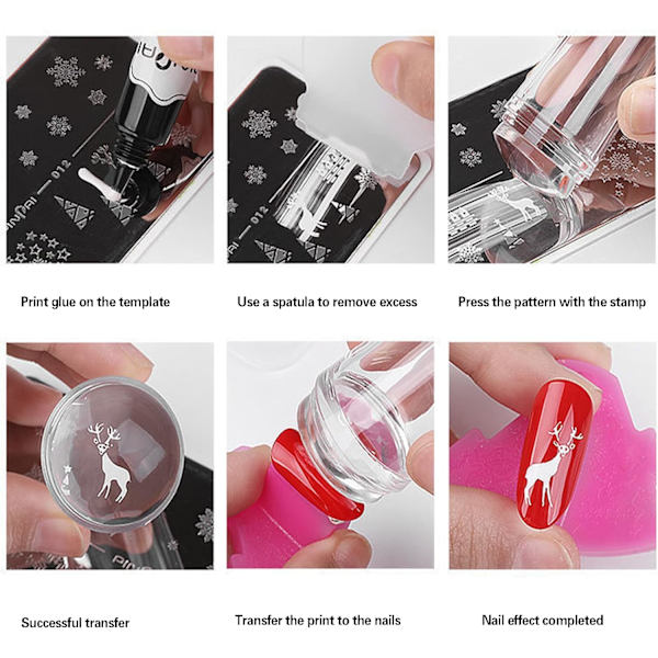 Neglekunst-stempler, Jelly Stamper French med skrapere, gjennomsiktig silikon