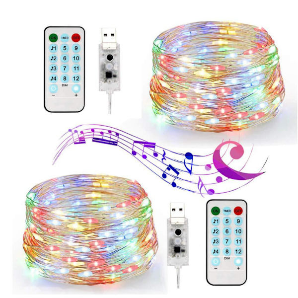 USB-driven ljuskedja med röststyrning, koppartråd, julbelysning